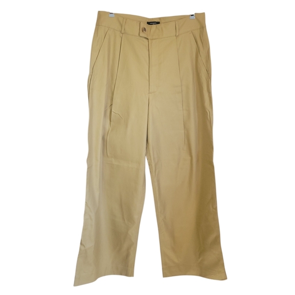 Banana Republic Wide Leg Trouser Pants Sz 12 Khaki Twill High Rise Quiet Luxury - Picture 6 of 12